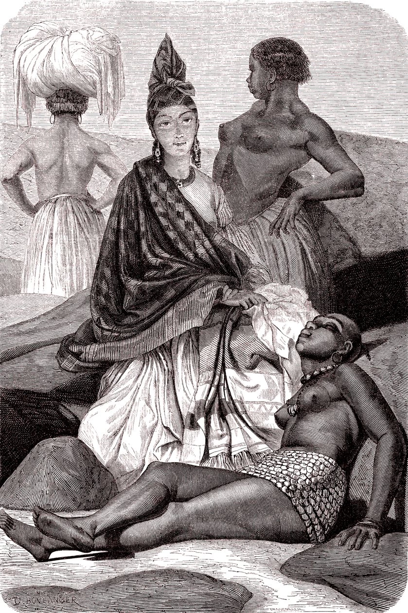 Signare, le donne mulatte franco - africane dell'Isola di Gorée, Senegal. 1861